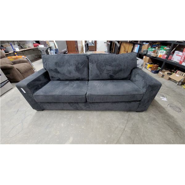 Dark Gray Upholstered Three-Seat Sofa with Track Arms 84" Wide