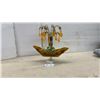 Image 1 : Vintage Italian-Style Gondola Spaghetti Table Lamp with Amber Crystal Drops and Marble Base 18 x 17