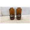 Image 3 : Collection of Antique Oil Lamps Including Sherwoods Wall-Mount Pair (Missing Chimneys)Tallest 1&9"