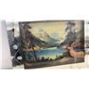 Image 3 : Vintage Mirrored Picture Frame with Mountain Lake Landscape Print and Elk 16 x 20