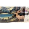 Image 4 : Vintage Mirrored Picture Frame with Mountain Lake Landscape Print and Elk 16 x 20