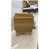 Image 3 : Vintage Woven Wicker Sewing Basket with Yellow Satin Lined Interior, 20 x 12 x 16
