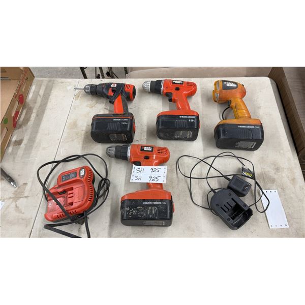 3 Black & Decker 18-Volt Cordless Drills with Flashlight and Chargers