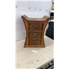 Image 1 : Rattan and Wood Three-Drawer Decorative Chest with Ornate Brass Pulls 23 1/2" X 18 x 13