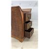 Image 4 : Rattan and Wood Three-Drawer Decorative Chest with Ornate Brass Pulls 23 1/2" X 18 x 13