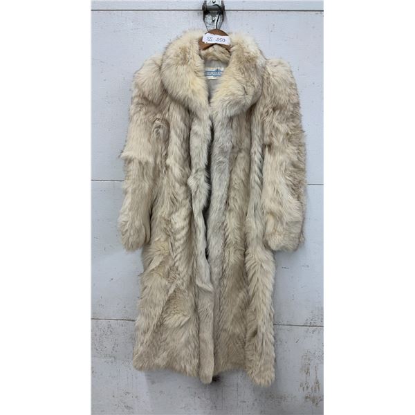 Peter Gaye Fur Gallery Cream Fox Fur Full-Length Coat, Sz M-L