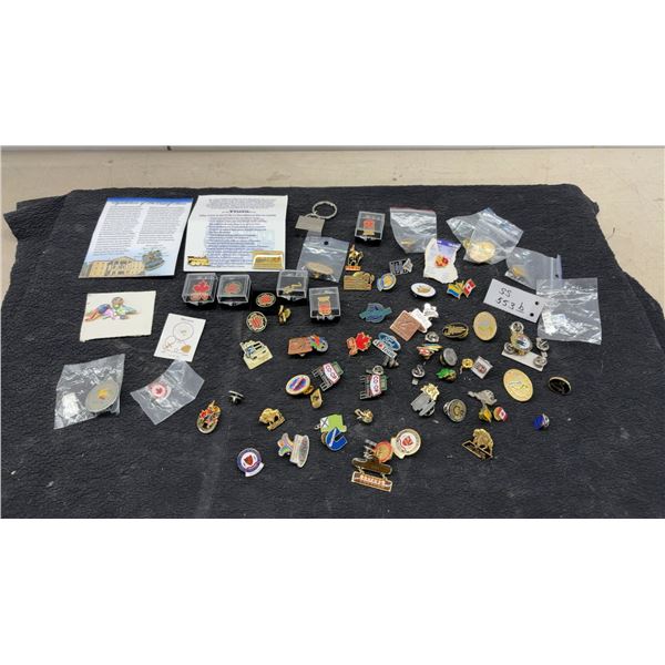 Collection of Canadian National Railways and Assorted Souvenir Lapel Pins and More