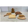 Image 1 : Collection of Handcrafted Wood Carvings Including Dolphins, Rose, Loon, and More