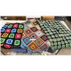 Image 1 : Three Handmade Crocheted Granny Square Afghan Blankets