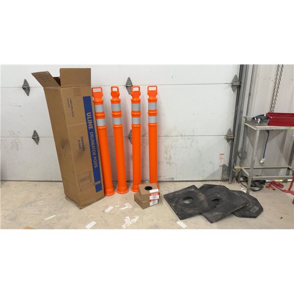 New Uline Delineator Posts with Rubber Bases and 3" X 1000' Barricade Tape