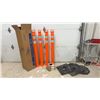 Image 1 : New Uline Delineator Posts with Rubber Bases and 3" X 1000' Barricade Tape