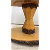 Image 4 : Pair of Live Edge Wood Slab Side Tables with Hourglass Pedestals, Approx 15 1/2 x 26 x 13