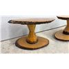 Image 6 : Pair of Live Edge Wood Slab Side Tables with Hourglass Pedestals, Approx 15 1/2 x 26 x 13