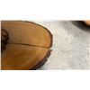 Image 8 : Pair of Live Edge Wood Slab Side Tables with Hourglass Pedestals, Approx 15 1/2 x 26 x 13