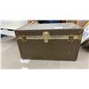 Image 1 : Vintage Steamer Trunk with Brass Hardware and Leather Handles, 20 x 36 x 20"