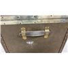 Image 3 : Vintage Steamer Trunk with Brass Hardware and Leather Handles, 20 x 36 x 20"