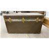 Image 4 : Vintage Steamer Trunk with Brass Hardware and Leather Handles, 20 x 36 x 20"