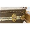 Image 5 : Vintage Steamer Trunk with Brass Hardware and Leather Handles, 20 x 36 x 20"