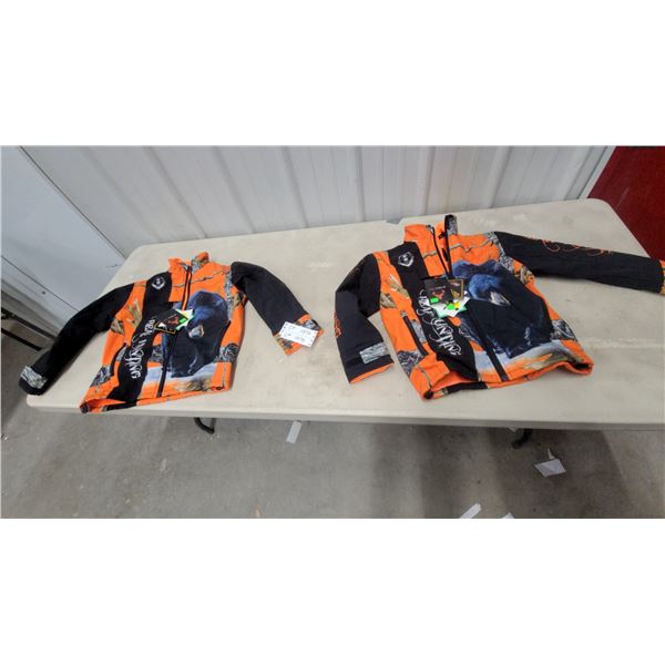 Ice Field Bear Hunting Orange Camo Children's Jackets, Set of Two Size 12 New