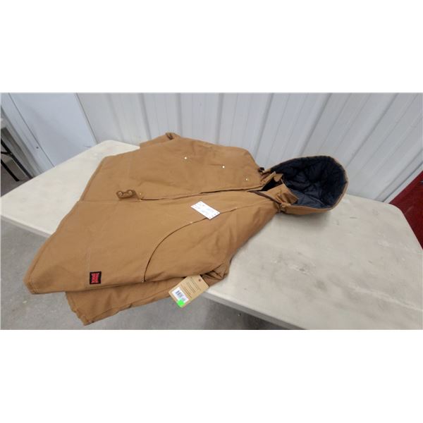 Tough Duck Insulated Hooded Work Jacket in Brown Duck Canvas, Size 3XL New