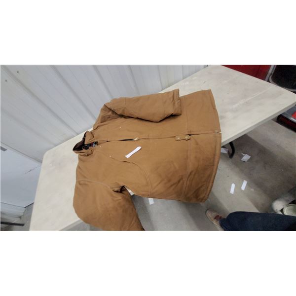 Tough Duck Brown Canvas Insulated Work Coat with Quilted Lining Size XL 5 New