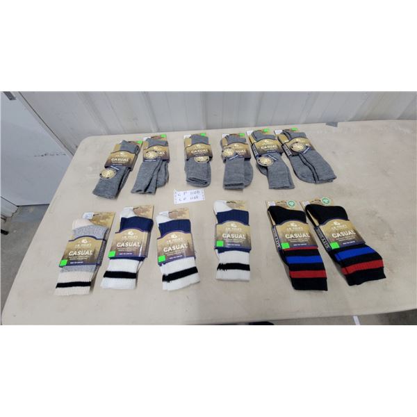 J.B. Field's Casual City Merino Wool Socks, Assorted Colors, Lot of 12Pairs New