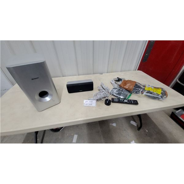 Pioneer S-W250S-W Subwoofer with Center Channel Speaker, Denon Remote, and More