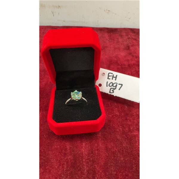 3.00 Carat GRA Certified Round Brilliant Cut Moissanite Stone VVS Vivid Bluish Green Color with 12