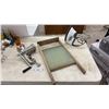 Image 1 : Vintage Glass Washboard, English Meat Grinder, and Black & Decker Steam Iron