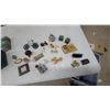 Image 1 : Assorted Collectible Figurines, Miniature Bicycle, Brass "Open" Sign, Trinket Boxes, and More