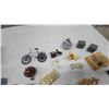 Image 5 : Assorted Collectible Figurines, Miniature Bicycle, Brass "Open" Sign, Trinket Boxes, and More