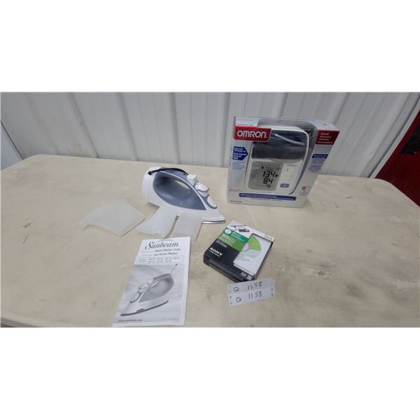 Omron BP765CAN Blood Pressure Monitor, Sunbeam Steam Iron, Sony ICD-PX333D Recorder, and More