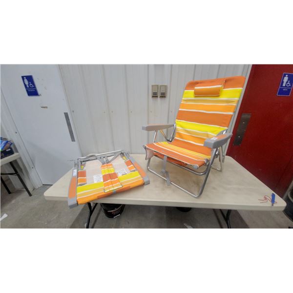 Outbound Folding Beach Chairs with Headrest and Armrests, Set of Two