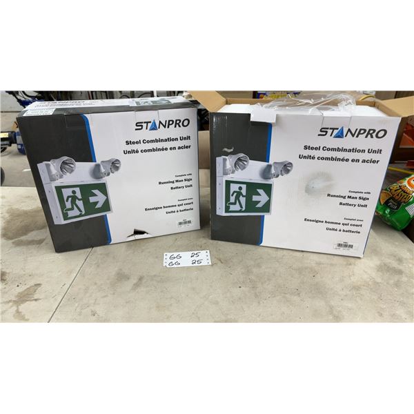 New Stanpro PRS1 Steel Combination Emergency Light Unit with Running Man Sign and Battery, Qty 2