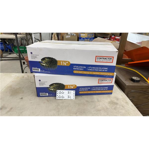 Contractor Solutions 1 1/4" 15° Collated Coil Roofing Nails, .120 Gauge, Two Boxes of 7200 Nails