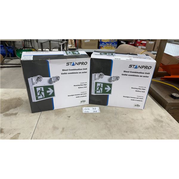 Stanpro PRS1 Steel Combination Unit Running Man Exit Sign with Battery Backup, Qty 2