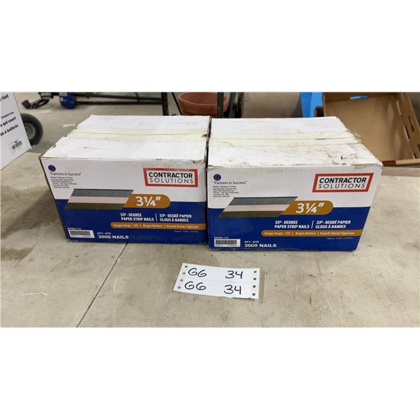 Contractor Solutions 3 1/4" 33-Degree Paper Strip Nails, .120 Gauge, 3000 per Box, Two Boxes
