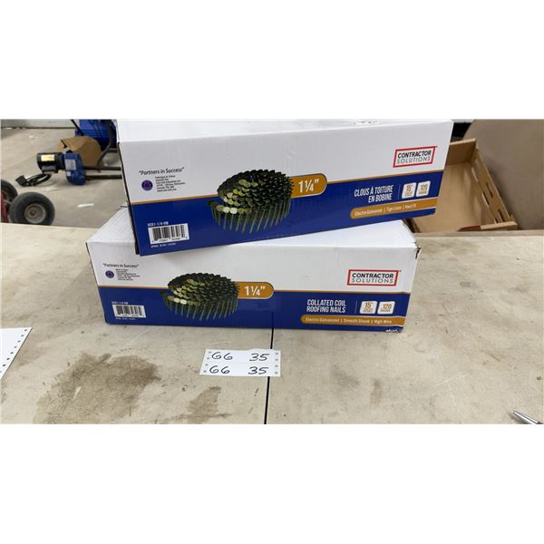 Contractor Solutions 1 1/4" Collated Coil Roofing Nails, Electro Galvanized, .120 Gauge, Two Boxes