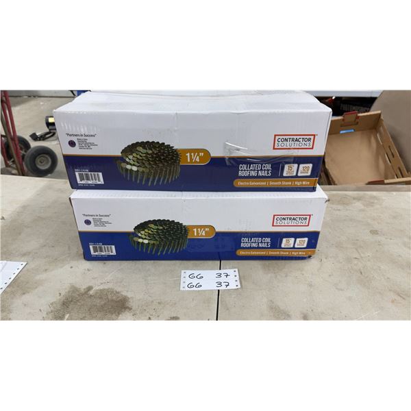 Contractor Solutions 1 1/4" Collated Coil Roofing Nails, .120 Gauge, Electro Galvanized, Two Boxes