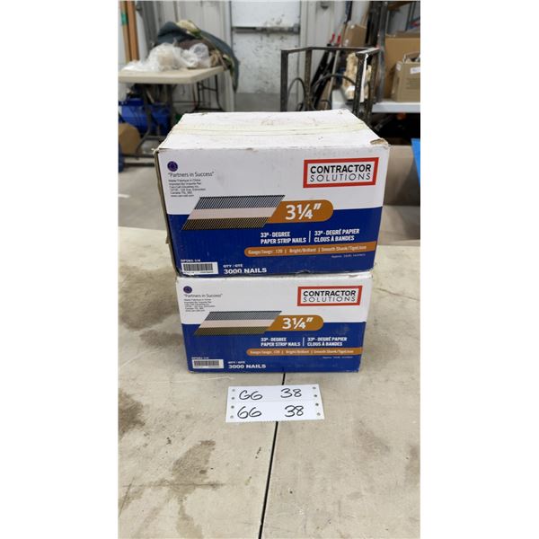 Two Boxes Contractor Solutions 3 1/4" 33-Degree Paper Strip Nails, 3000 Nails Each