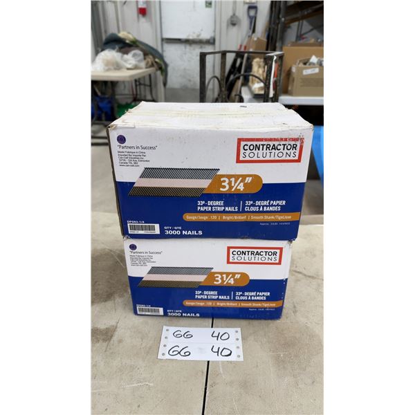 Contractor Solutions 3 1/4" 33-Degree Paper Strip Nails, .120 Gauge, 3000 Count, Two Boxes