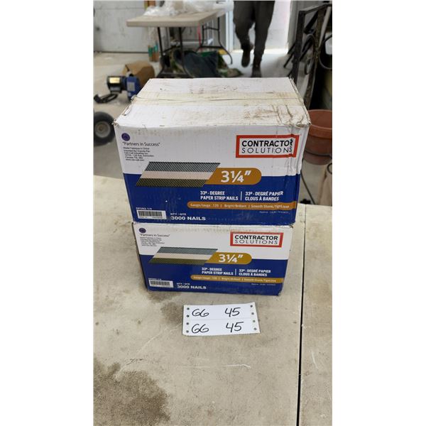 Two Boxes Contractor Solutions 3 1/4" 33-Degree Paper Strip Nails, .120 Gauge, 3000 Nails per Box