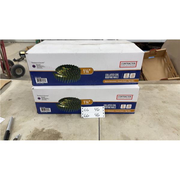 Contractor Solutions 1 1/4" Collated Coil Roofing Nails, .120 Gauge, Electro Galvanized, Two Boxes