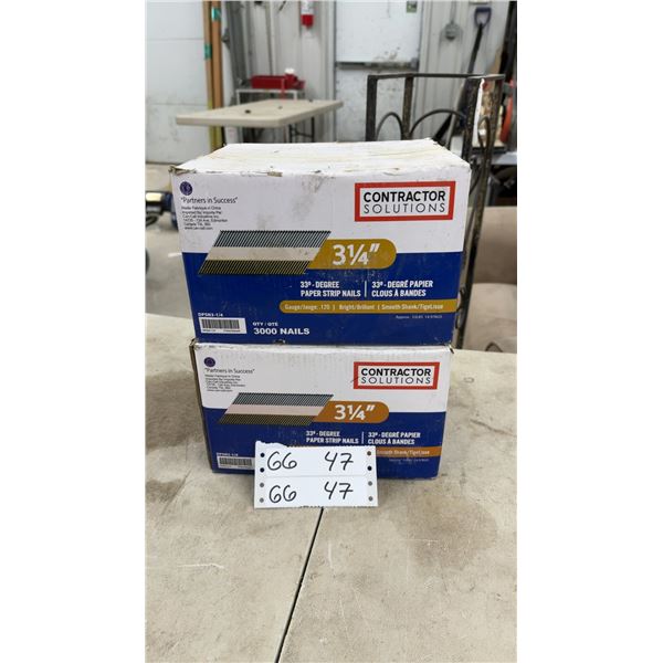 Two Boxes Contractor Solutions 3 1/4" 33-Degree Paper Strip Nails, .120 Gauge, 3000 Nails per Box