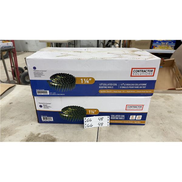Contractor Solutions 1 1/4" 15° Collated Coil Roofing Nails, 120 Gauge, Two Boxes
