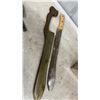 Image 4 : 2 Machetes with Decorated Leather Sheath and Wooden Scabbard