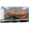 Image 4 : Hand-Carved Wooden Hippo Sculpture in Glass Display Case