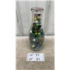 Image 1 : Vintage Glass Milk Bottle Filled with Assorted Glass Marbles