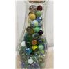 Image 2 : Vintage Glass Milk Bottle Filled with Assorted Glass Marbles