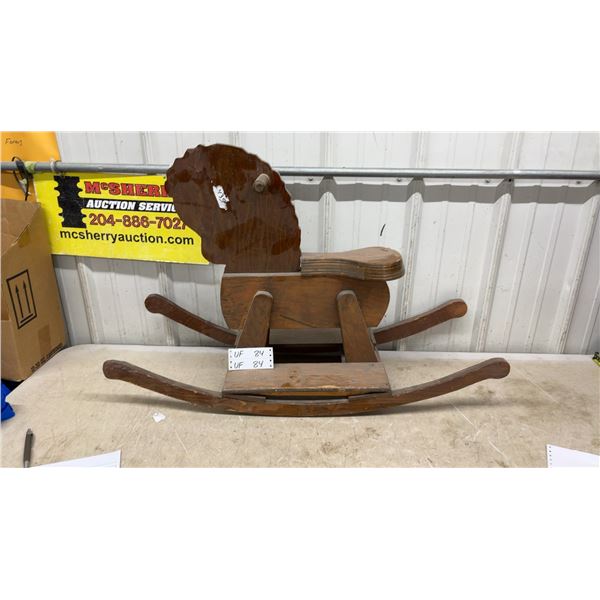 Vintage Handcrafted Wooden Rocking Horse, 35" Long